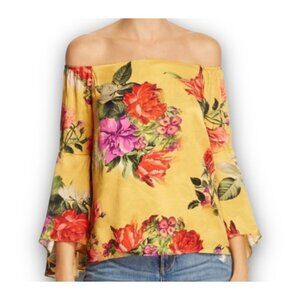 Alice + Olivia Shera Pullover Off Shoulder Blouse Trumpet Sleeve Contemporary Fi